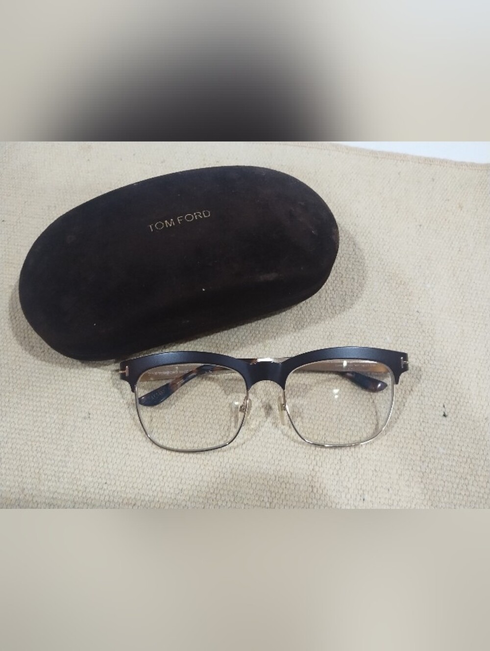Tom Ford Unisex Gold And Brown Glasses